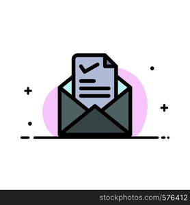 Mail, Email, Job, Tick, Good Business Flat Line Filled Icon Vector Banner Template
