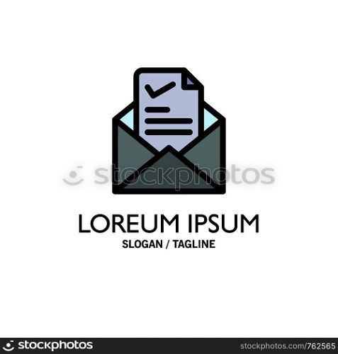 Mail, Email, Job, Tick, Good Business Logo Template. Flat Color