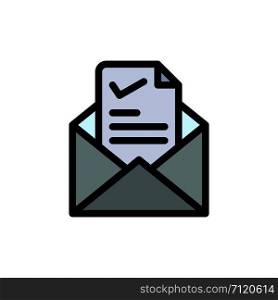 Mail, Email, Job, Tick, Good Flat Color Icon. Vector icon banner Template