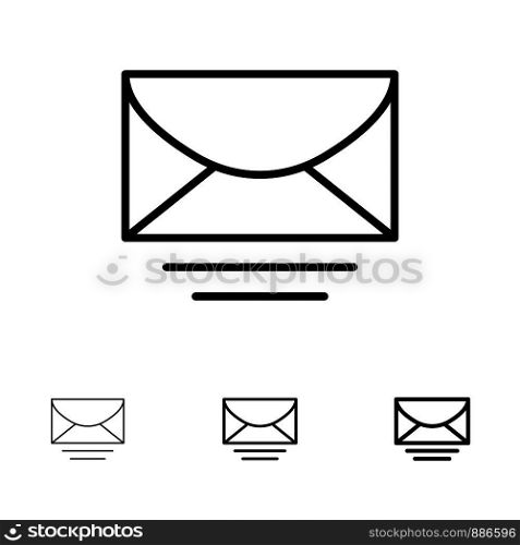 Mail, Email, Message, Global Bold and thin black line icon set