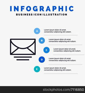 Mail, Email, Message, Global Line icon with 5 steps presentation infographics Background