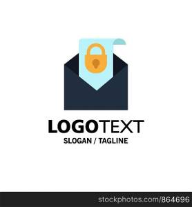 Mail, Email, Message, Security Business Logo Template. Flat Color
