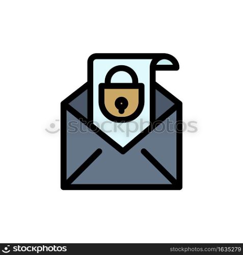 Mail, Email, Message, Security  Flat Color Icon. Vector icon banner Template