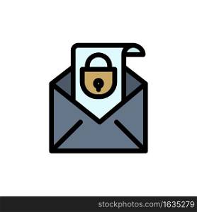 Mail, Email, Message, Security Flat Color Icon. Vector icon banner Template