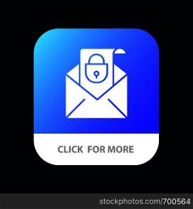 Mail, Email, Message, Security Mobile App Button. Android and IOS Glyph Version