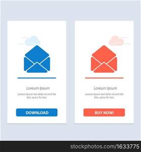 Mail, Email, Open  Blue and Red Download and Buy Now web Widget Card Template