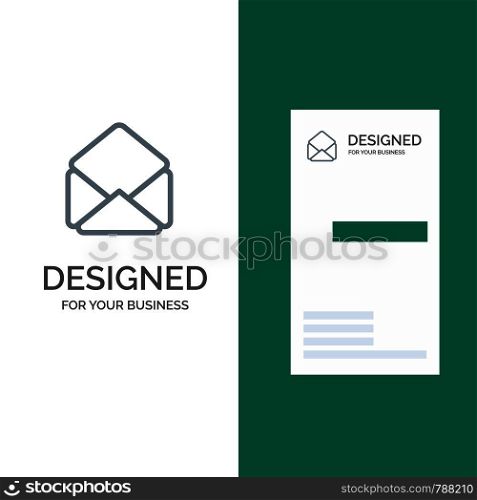 Mail, Email, Open Grey Logo Design and Business Card Template