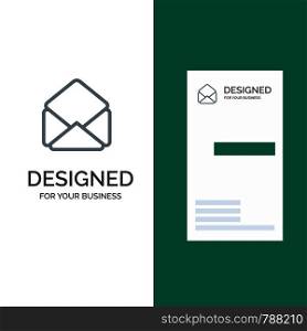 Mail, Email, Open Grey Logo Design and Business Card Template