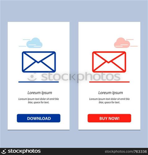 Mail, Email, User, Interface Blue and Red Download and Buy Now web Widget Card Template