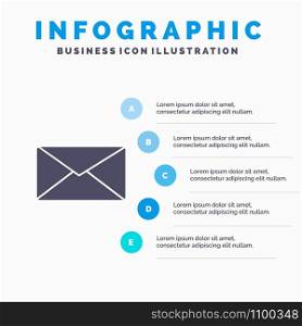Mail, Email, User, Interface Solid Icon Infographics 5 Steps Presentation Background