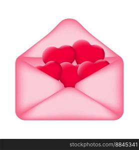 Mail envelope filled with hearts. Surprise for a loved one, a gift for Valentine’s Day. Vector illustration.. Mail envelope filled with hearts. Surprise 