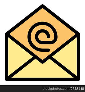 Mail envelope icon. Outline mail envelope vector icon color flat isolated. Mail envelope icon color outline vector