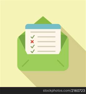 Mail exam icon flat vector. Final study. Work test. Mail exam icon flat vector. Final study