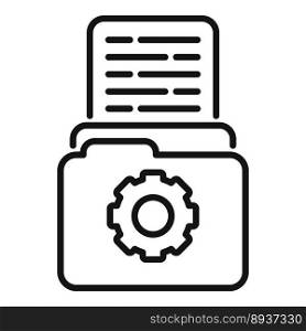 Mail gear folder icon outline vector. Page report. Help project. Mail gear folder icon outline vector. Page report