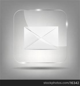 Mail Icon in Glass Button Vector Illustration.
