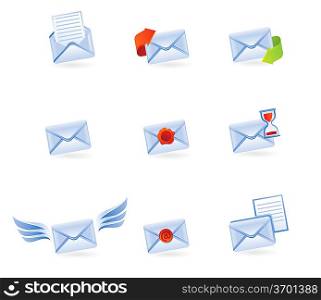 mail icons isolated on white - vector illustration