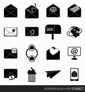 Mail icons set in simple style for any design. Mail icons set, simple style