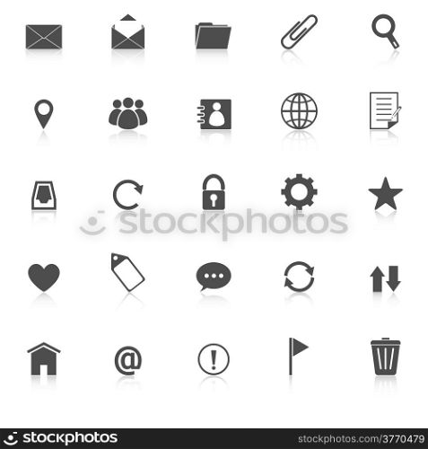 Mail icons with reflect on white background, stock vector