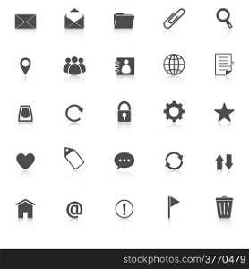 Mail icons with reflect on white background, stock vector