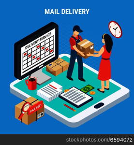 Mail Isometric Isolated Composition