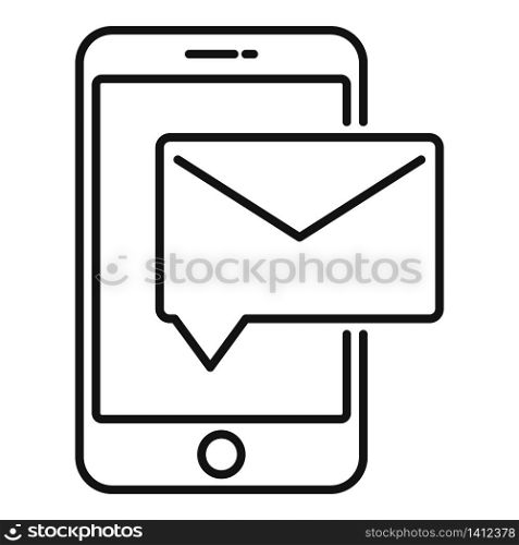Mail letter phone icon. Outline mail letter phone vector icon for web design isolated on white background. Mail letter phone icon, outline style