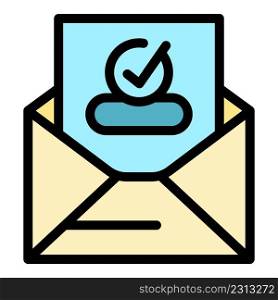 Mail letter subscription icon. Outline mail letter subscription vector icon color flat isolated. Mail letter subscription icon color outline vector
