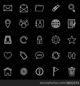 Mail Line Icons On Black Background