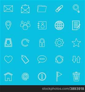 Mail line icons on blue background, stock vector