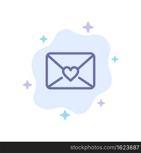 Mail, Love, Heart Blue Icon on Abstract Cloud Background