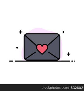 Mail, Love, Heart Business Logo Template. Flat Color