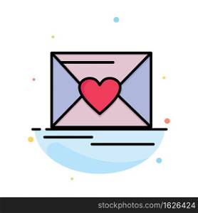 Mail, Love, Heart, Wedding Abstract Flat Color Icon Template