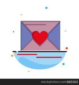 Mail, Love, Heart, Wedding Abstract Flat Color Icon Template