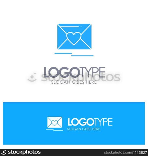 Mail, Love, Heart, Wedding Blue Solid Logo with place for tagline