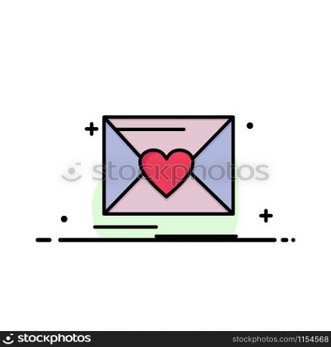 Mail, Love, Heart, Wedding Business Flat Line Filled Icon Vector Banner Template