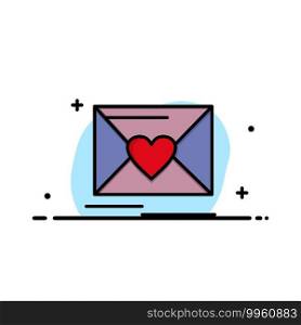 Mail, Love, Heart, Wedding Business Logo Template. Flat Color