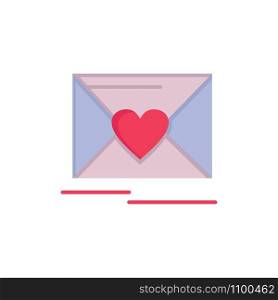 Mail, Love, Heart, Wedding Flat Color Icon. Vector icon banner Template
