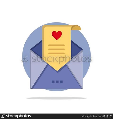 Mail, Love Letter, Proposal, Wedding Card Abstract Circle Background Flat color Icon