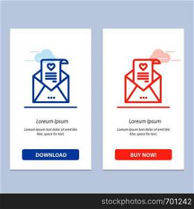 Mail, Love Letter, Proposal, Wedding Card Blue and Red Download and Buy Now web Widget Card Template
