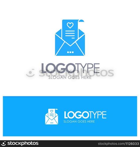 Mail, Love Letter, Proposal, Wedding Card Blue Solid Logo with place for tagline
