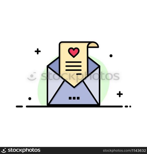 Mail, Love Letter, Proposal, Wedding Card Business Logo Template. Flat Color