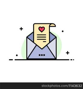 Mail, Love Letter, Proposal, Wedding Card Business Logo Template. Flat Color