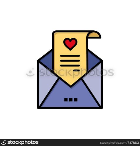 Mail, Love Letter, Proposal, Wedding Card Flat Color Icon. Vector icon banner Template