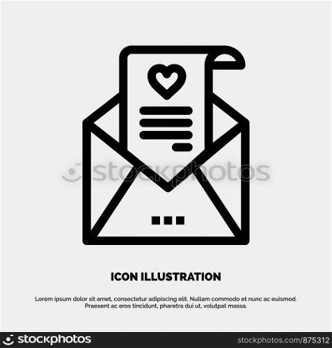 Mail, Love Letter, Proposal, Wedding Card Line Icon Vector