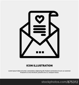 Mail, Love Letter, Proposal, Wedding Card Line Icon Vector