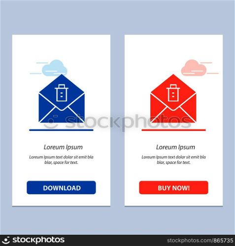Mail, Message, Delete Blue and Red Download and Buy Now web Widget Card Template