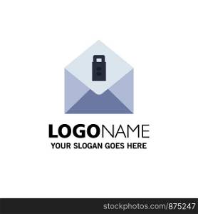 Mail, Message, Delete Business Logo Template. Flat Color