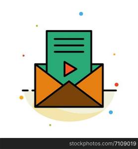 Mail, Message, Sms, Video Player Abstract Flat Color Icon Template