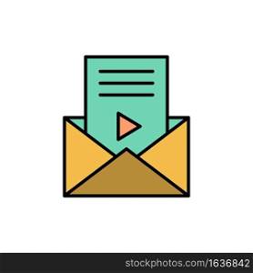 Mail, Message, Sms, Video Player  Flat Color Icon. Vector icon banner Template
