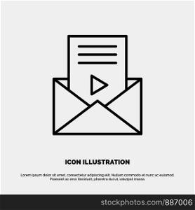 Mail, Message, Sms, Video Player Line Icon Vector