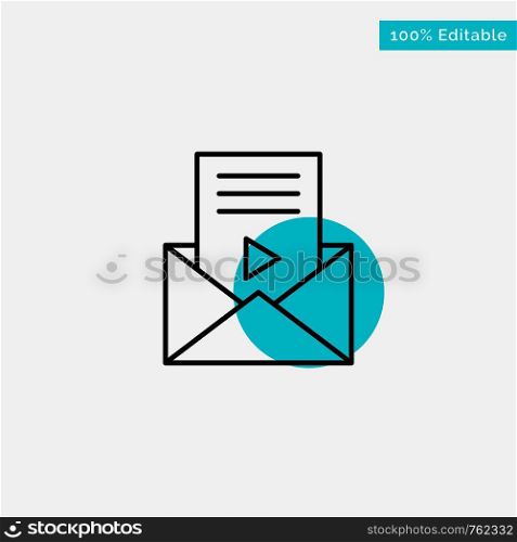 Mail, Message, Sms, Video Player turquoise highlight circle point Vector icon